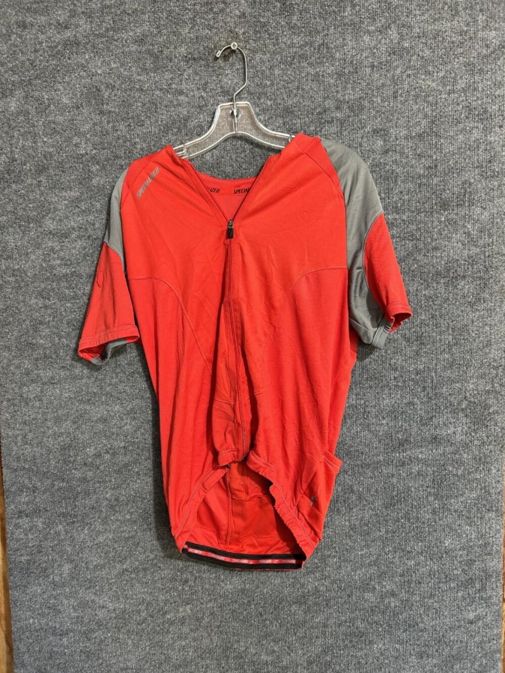 Specialized Cycling Jersey Mens XL Red Gray Half Zip Short Sleeve Pockets Bike